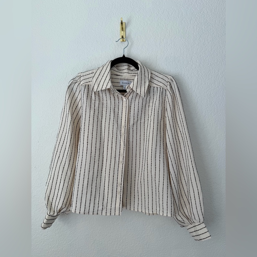 Evereve Sadie Slub Stripe Shirt Small - Picture 3 of 8
